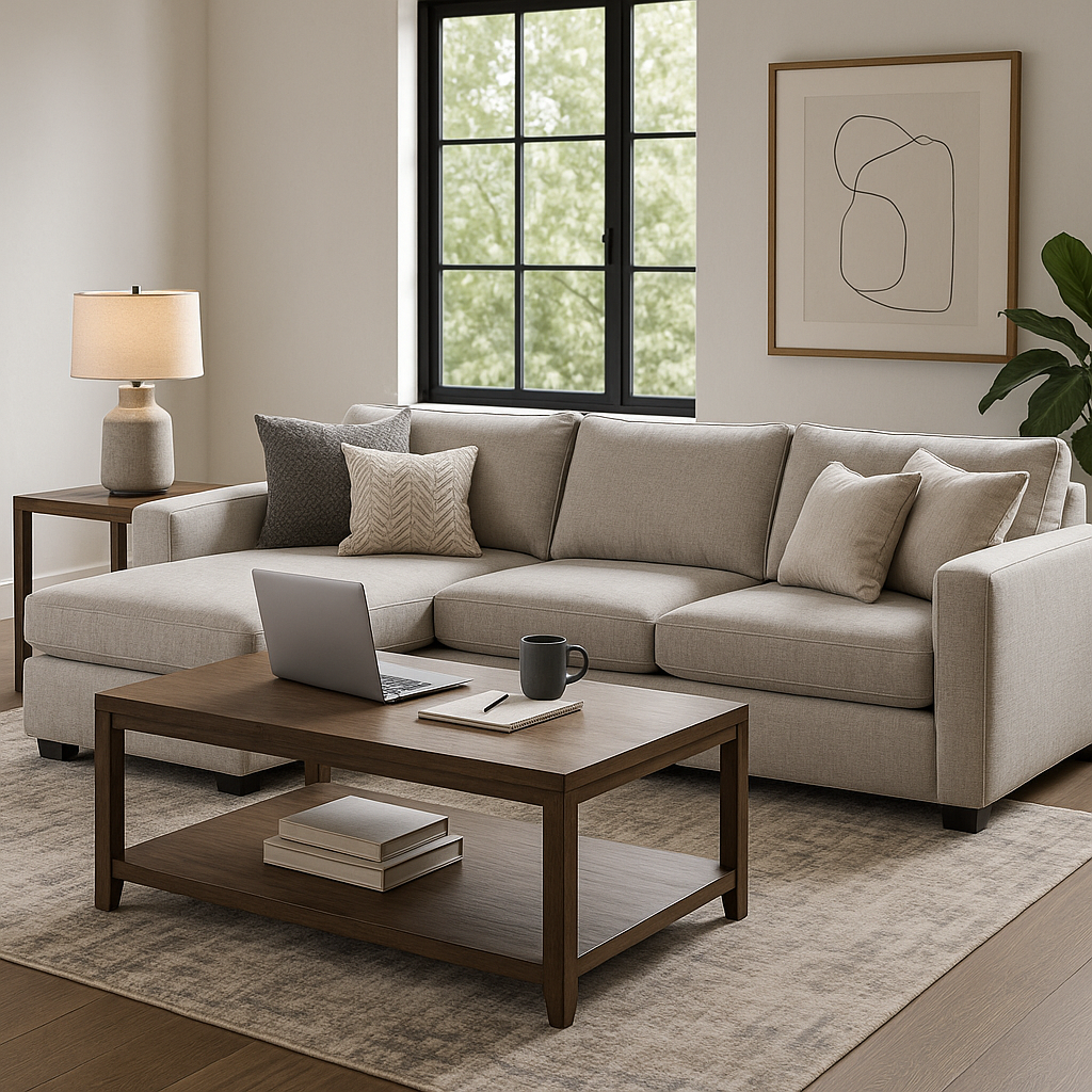 Interior design showroom with modern furniture