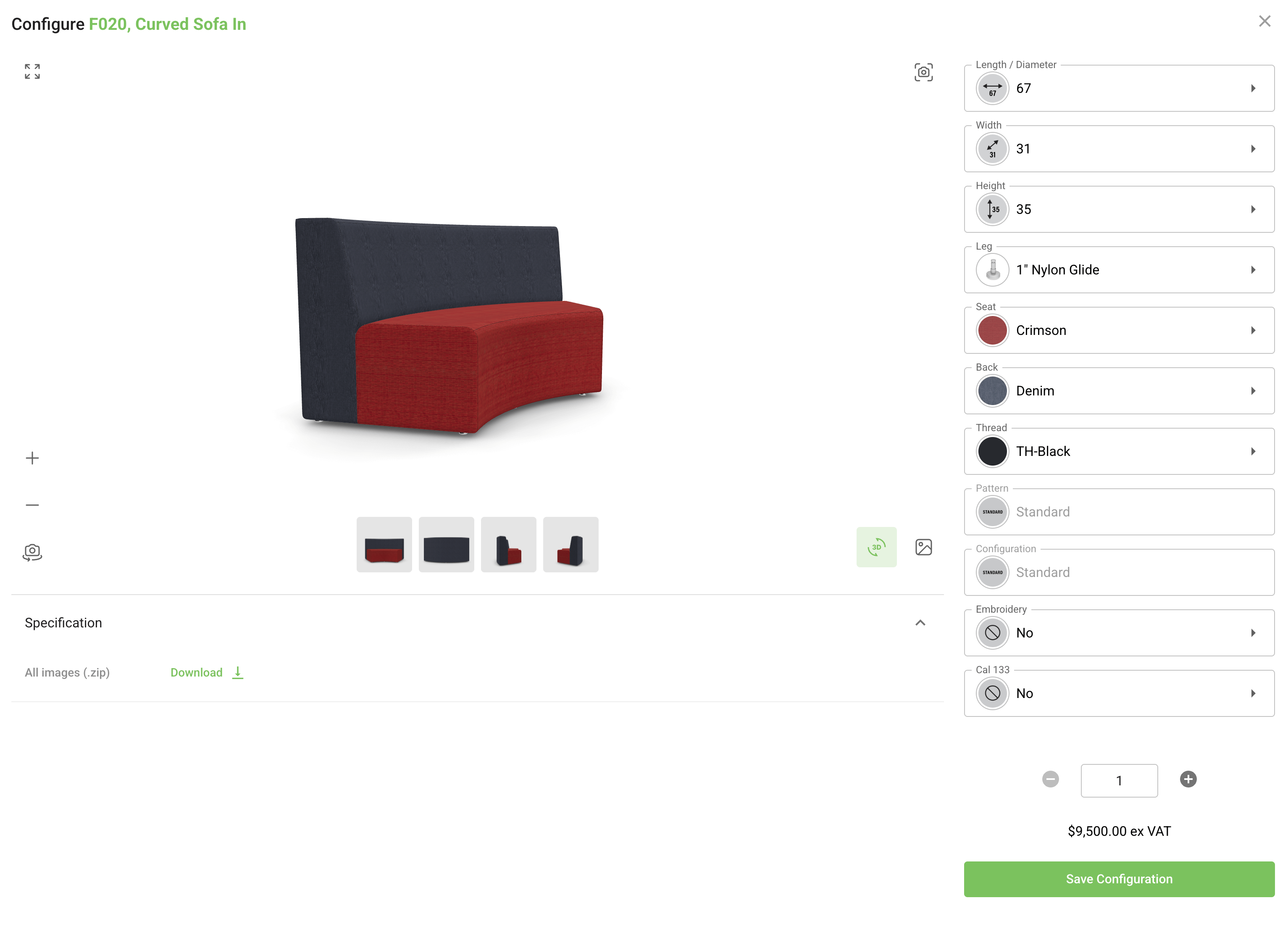 Product configurator interface